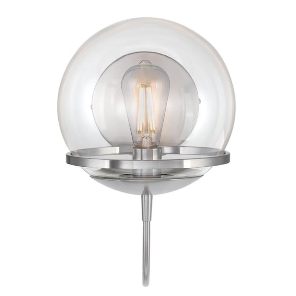 Westinghouse Fixture Wall 60W Marla, Brushed Nickel Clear Glassobe Glass 6119200 - main